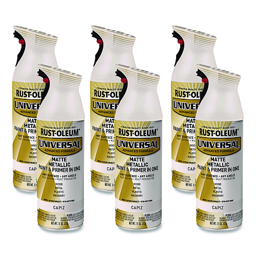 Rust-Oleum Universal Premium Spray Paint, Metallic Capiz, 11 oz Aerosol Can, 6/Carton (371597)