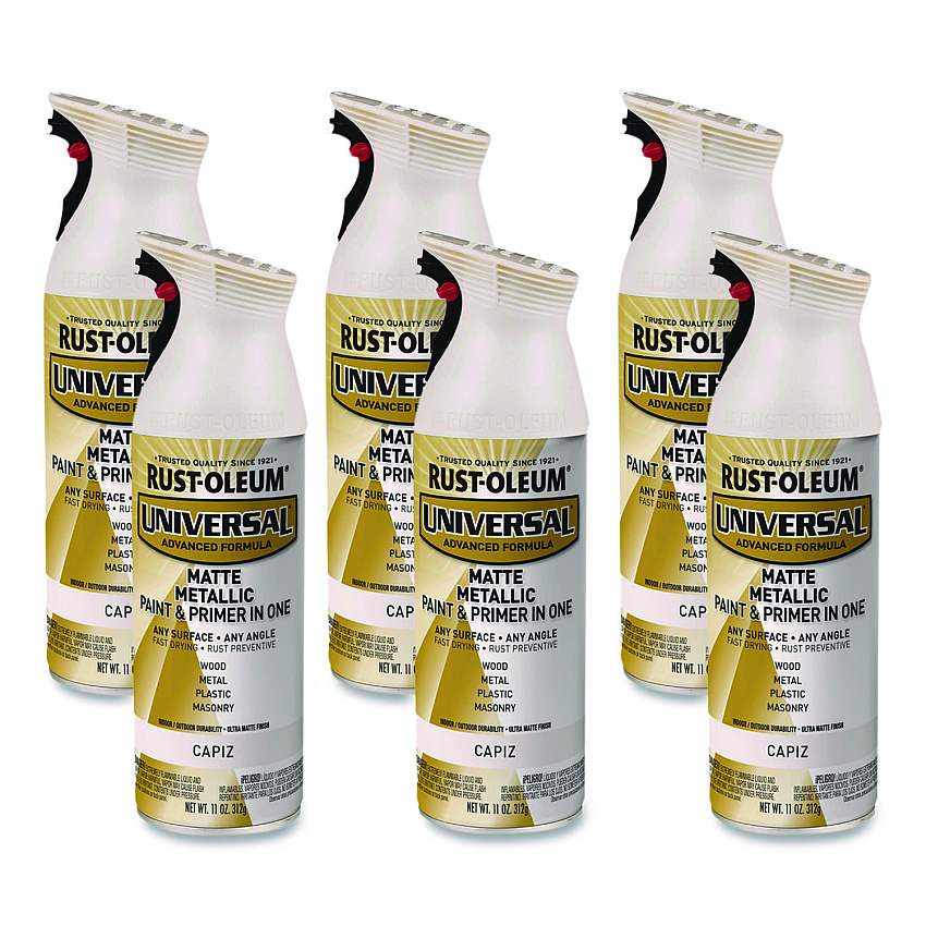 Rust-Oleum Universal Premium Spray Paint, Metallic Capiz, 11 oz Aerosol Can, 6/Carton (371597)