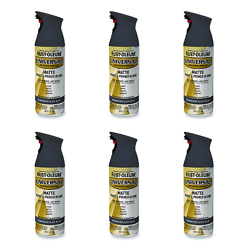 Rust-Oleum Universal Premium Spray Paint, Matte Slate Blue, 12 oz Aerosol Can, 6/Carton (376723)