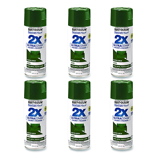 Rust-Oleum Painter's Touch 2X Ultra Cover Spray Paint, Gloss Hunter Green, 12 oz Aerosol Can, 6/Carton (334034)