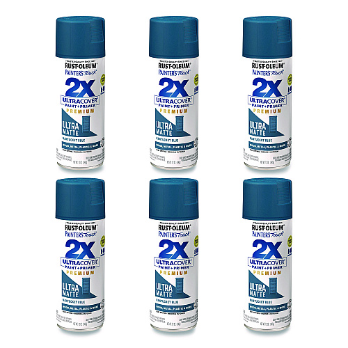 Rust-Oleum Painter's Touch 2X Ultra Cover Spray Paint, Ultra Matte Blue, 12 oz Aerosol Can, 6/Carton (331188)