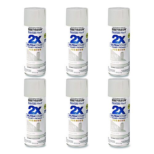 Rust-Oleum Painter's Touch 2X Ultra Cover Spray Paint, Ultra Matte Gray, 12 oz Aerosol Can, 6/Carton (331184)