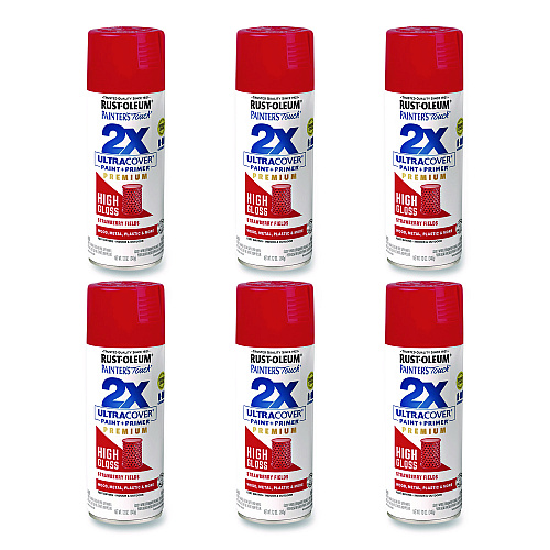 Rust-Oleum Painter's Touch 2X Ultra Cover Spray Paint, High Gloss Strawberry Fields, 12 oz Aerosol Can, 6/Carton (331180)