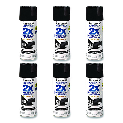 Rust-Oleum Painter's Touch 2X Ultra Cover Spray Paint, High Gloss Black, 12 oz Aerosol Can, 6/Carton (331172)