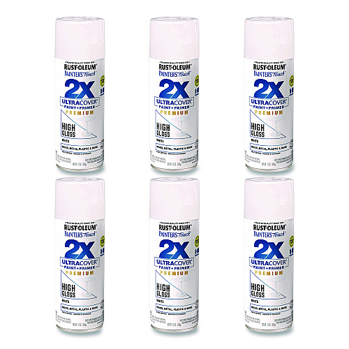 Rust-Oleum Painter's Touch 2X Ultra Cover Spray Paint, High Gloss White, 12 oz Aerosol Can, 6/Carton (331171)