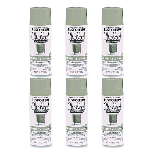 Rust-Oleum Ultra Matte Chalked Paint, Matte Country Gray, 12 oz Aerosol Can, 6/Carton (302593)