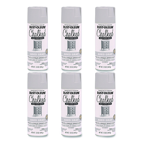 Rust-Oleum Ultra Matte Chalked Paint, Matte Aged Gray, 12 oz Aerosol Can, 6/Carton (302592)