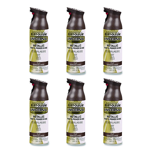 Rust-Oleum Universal Premium Spray Paint, Flat Amber, 12 oz Aerosol Can, 6/Carton (271472)
