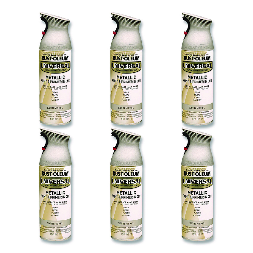 Rust-Oleum Universal Premium Spray Paint, Aged Nickel, 12 oz Aerosol Can, 6/Carton (249130)