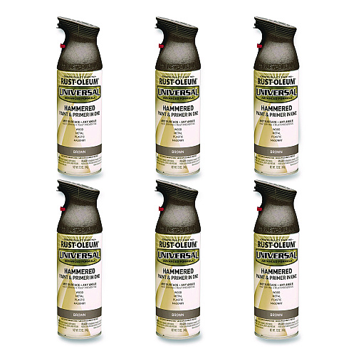 Rust-Oleum Universal Premium Spray Paint, Hammer Brown, 12 oz Aerosol Can, 6/Carton (245218)