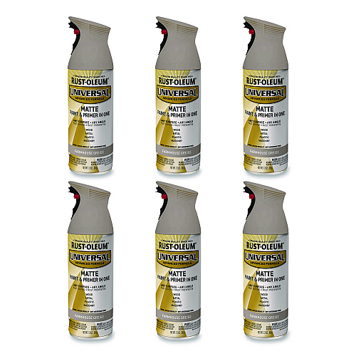 Rust-Oleum Universal Premium Spray Paint, Matte Greige, 12 oz Aerosol Can, 6/Carton (376724)