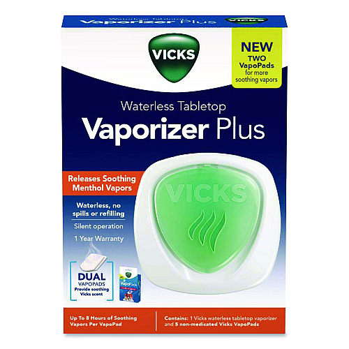 Waterless Tabletop Vaporizer Plus,1.9 X 5.3 X 7.5, White/mint Green