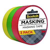 Scotch Expressions Masking Tape, 3" Core, 0.94" x 20 yds, Red, Green, Yellow, 3 Rolls/Pack (34373PRM)
