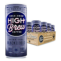 HIGH Brew Coffee Cold Brew Coffee + Protein, Black and Bold, 8 oz Can, 12/Pack (00504)