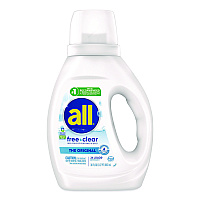 All Free Clear HE Laundry Detergent, 24 Loads, Unscented, 30 oz Bottle, 6/Carton (47427)
