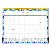 Blue Sky Tile Monthly Desk Pad Calendar, Geometric Artwork, 22 x 17, White/Blue/Green Sheets, 12-Month (Jan to Dec): 2026 (133694)