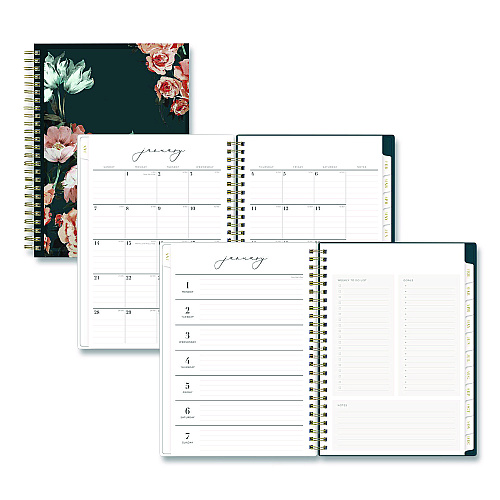 Blue Sky Life Note-It Dania Weekly/Monthly Planner, Floral Artwork, 8.63 x 5.88, Teal/Pink/Blue Cover, 12-Month (Jan to Dec): 2026 (139478)