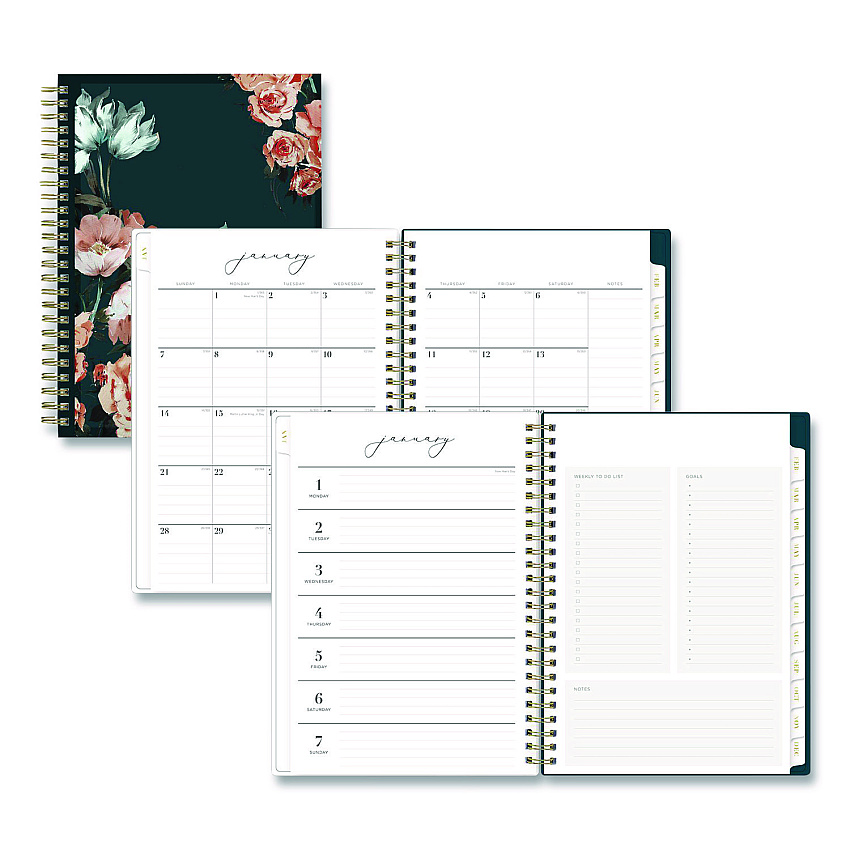 Blue Sky Life Note-It Dania Weekly/Monthly Planner, Floral Artwork, 8.63 x 5.88, Teal/Pink/Blue Cover, 12-Month (Jan to Dec): 2026 (139478)