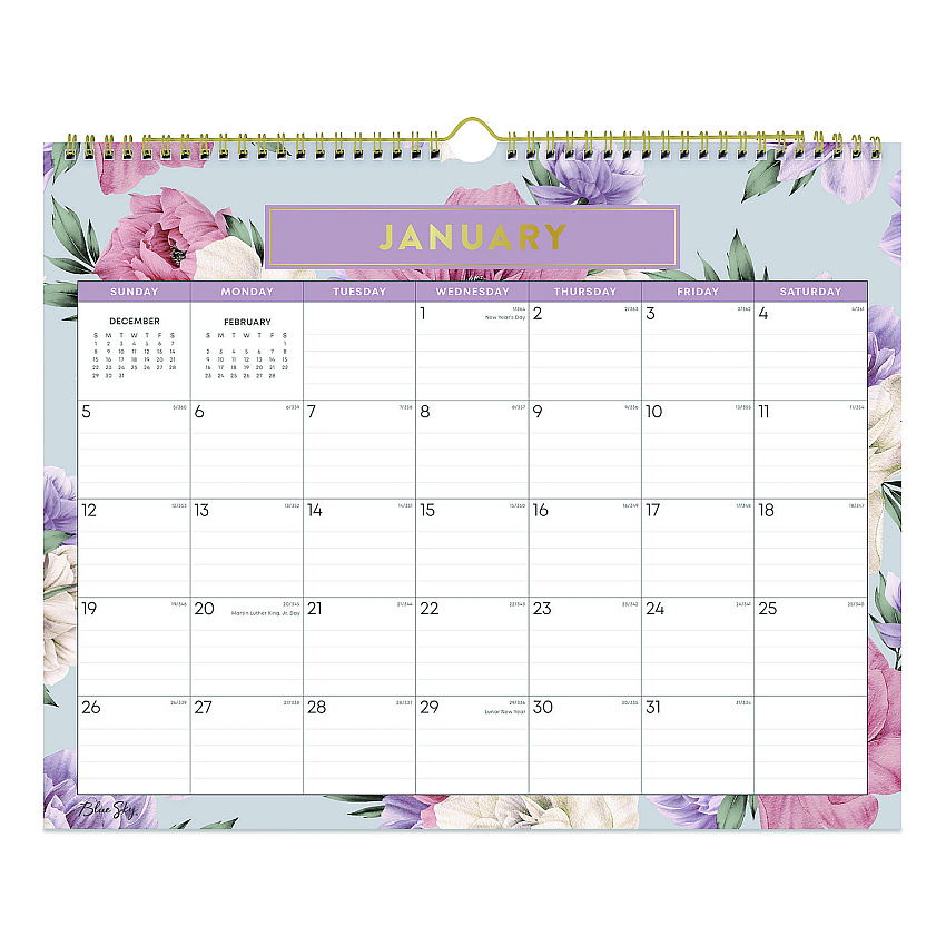 Blue Sky Tula Monthly Wall Calendar, Floral Artwork, 15 x 12, White/Multicolor Sheets, 12-Month (Jan to Dec): 2026 (144076)