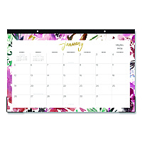 Blue Sky Kelly Ventura Magenta Bloom Desk Pad Calendar, 17 x 11, Floral Artwork, White/Multicolor Sheets, 12-Month (Jan to Dec): 2026 (149057)