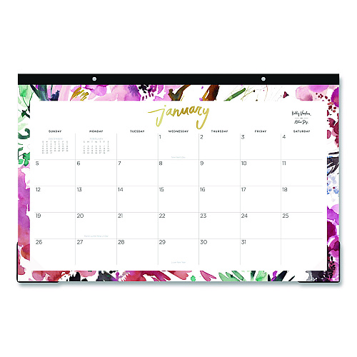 Blue Sky Kelly Ventura Magenta Bloom Desk Pad Calendar, 17 x 11, Floral Artwork, White/Multicolor Sheets, 12-Month (Jan to Dec): 2026 (149057)