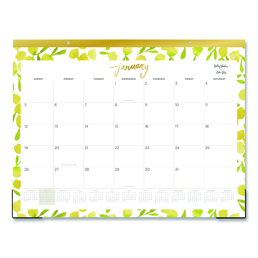 Blue Sky Mimosa Monthly Desk Pad Calendar, 22 x 17, Lemon Artwork, White/Yellow/Green Sheets, 12-Month (Jan to Dec): 2026 (149063)