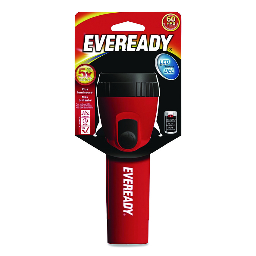 Eveready Industrial General Purpose LED Flashlight, 2 D (Sold Separately), Red (L25IN)