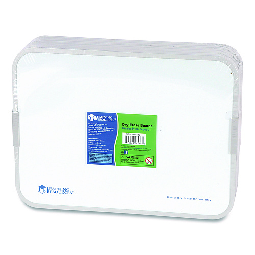 Learning Resources Dry Erase Boards, 9" x 12", White Surface, 10 Boards (LER4278)