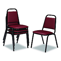 NPS 9100 Series Vinyl Upholstered Stack Chair, Supports Up to 300 lbs, 18" Seat Height, Burgundy Seat/Back, Black Base, 4/Carton (9108B4)