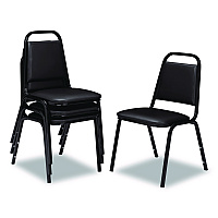 NPS 9100 Series Vinyl Upholstered Stack Chair, Supports Up to 300 lbs, 18" Seat Height, Black Seat/Back/Base, 4/Carton (9110B4)
