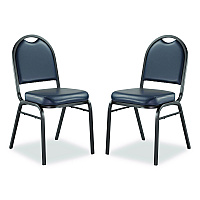 NPS 9200 Series Premium Upholstered Stack Chair, Vinyl, Supports 500 lb, 19" Seat Ht, Midnight Blue Seat/Back, Black Base,2/Pack (9204BT2)