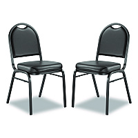 NPS 9200 Series Premium Upholstered Stack Chair, Vinyl, Supports Up to 500 lb, 19" Seat Height, Black Seat/Back, Black Base, 2/PK (9210BT2)