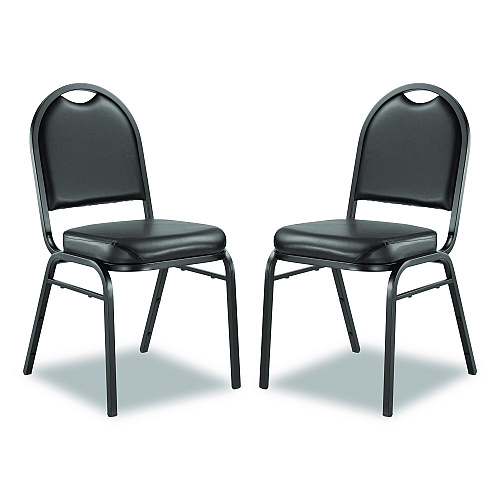 NPS 9200 Series Premium Upholstered Stack Chair, Vinyl, Supports Up to 500 lb, 19" Seat Height, Black Seat/Back, Black Base, 2/PK (9210BT2)