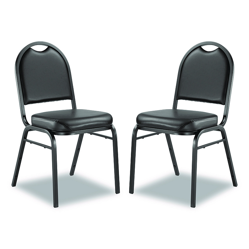 NPS 9200 Series Premium Upholstered Stack Chair, Vinyl, Supports Up to 500 lb, 19" Seat Height, Black Seat/Back, Black Base, 2/PK (9210BT2)