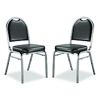 NPS 9200 Series Premium Upholstered Stack Chair, Vinyl, Supports Up to 500 lb,19" Seat Height, Black Seat/Back, Silver Base, 2/PK (9210SV2)