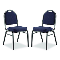 NPS 9200 Series Premium Upholstered Stack Chair, Fabric, Supports 500 lbs, 19" Seat Ht, Midnight Blue Seat/Back, Black Base, 2/Pk (9254BT2)