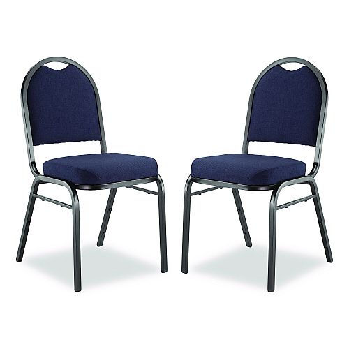 NPS 9200 Series Premium Upholstered Stack Chair, Fabric, Supports 500 lbs, 19" Seat Ht, Midnight Blue Seat/Back, Black Base, 2/Pk (9254BT2)