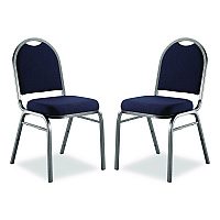 NPS 9200 Series Premium Upholstered Stack Chair, Fabric, Supports 500 lb, 19" Seat Ht, Midnight Blue Seat/Back, Silver Base, 2/PK (9254SV2)