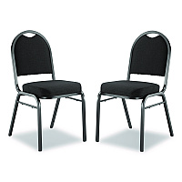 NPS 9200 Series Premium Upholstered Stack Chair, Fabric, Supports 500 lb,19" Seat Height, Ebony Black Seat/Back, Black Base, 2/PK (9260BT2)