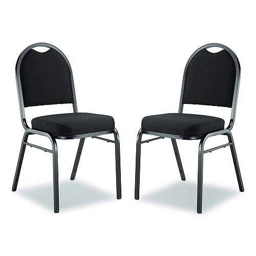 NPS 9200 Series Premium Upholstered Stack Chair, Fabric, Supports 500 lb,19" Seat Height, Ebony Black Seat/Back, Black Base, 2/PK (9260BT2)