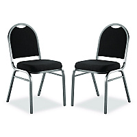 NPS 9200 Series Premium Upholstered Stack Chair, Fabric, Supports 500 lb, 19" Seat Ht, Ebony Black Seat/Back, Silver Base, 2/PK (9260SV2)