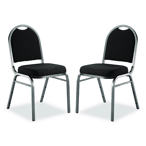 NPS 9200 Series Premium Upholstered Stack Chair, Fabric, Supports 500 lb, 19" Seat Ht, Ebony Black Seat/Back, Silver Base, 2/PK (9260SV2)