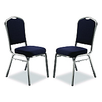 NPS 9300 Series Deluxe Upholstered Stack Chair, Fabric, Supports 500 lb, 19" Seat Ht, Midnight Blue Seat/Back, Silver Base, 2/PK (9354SV2)