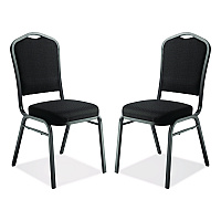 NPS 9300 Series Deluxe Upholstered Stack Chair, Fabric, Supports 500 lb, 19" Seat Height, Ebony Black Seat/Back, Black Base, 2/PK (9360BT2)