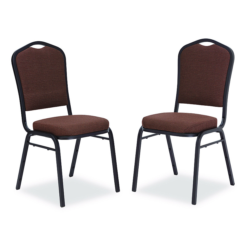NPS 9300 Series Deluxe Upholstered Stack Chair, Fabric, Supports 500 lb, 19" Seat Height, Chocolatier Seat/Back, Black Base, 2/PK (9361BT2)