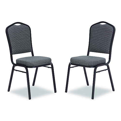 NPS 9300 Series Deluxe Upholstered Stack Chair, Fabric, Supports 500 lb,19" Seat Ht, Nat Graystone Seat/Back, Black Base, 2/PK (9362BT2)