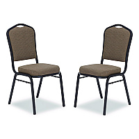 NPS 9300 Series Deluxe Upholstered Stack Chair, Fabric, Supports 500 lb, 19" Seat Ht, Natural Taupe Seat/Back, Black Base, 2/Pack (9378BT2)
