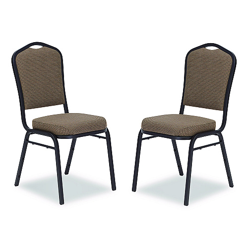 NPS 9300 Series Deluxe Upholstered Stack Chair, Fabric, Supports 500 lb, 19" Seat Ht, Natural Taupe Seat/Back, Black Base, 2/Pack (9378BT2)