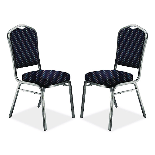 NPS 9300 Series Deluxe Upholstered Stack Chair, Fabric, Supports 500 lb, 19" Seat Ht, Diamond Navy Seat/Back, Silver Base, 2/Pack (9364SV2)