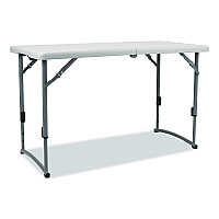 NPS Plastic Fold-in-Half Adjustable Height Table, Rectangular, 24w x 48d x 22h to 35h, Speckled Gray Top, Gray Base/Legs (BFHT2448A)